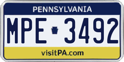 PA license plate MPE3492