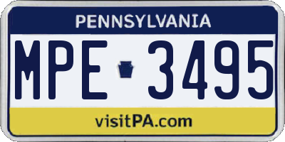 PA license plate MPE3495