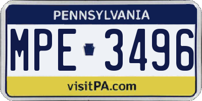 PA license plate MPE3496