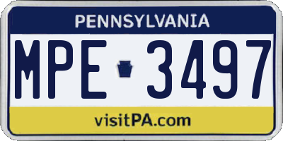 PA license plate MPE3497