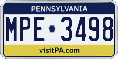 PA license plate MPE3498