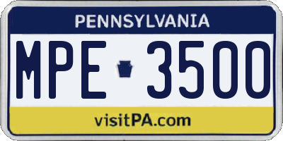 PA license plate MPE3500