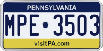 PA license plate MPE3503