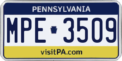PA license plate MPE3509
