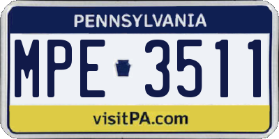 PA license plate MPE3511