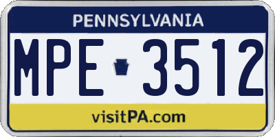 PA license plate MPE3512