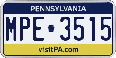 PA license plate MPE3515