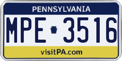 PA license plate MPE3516
