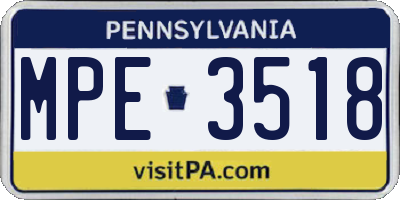 PA license plate MPE3518