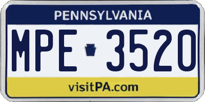 PA license plate MPE3520