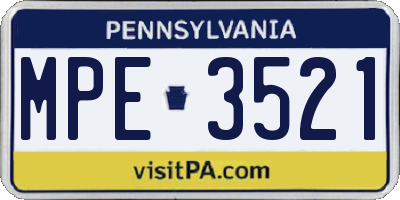 PA license plate MPE3521