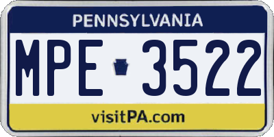 PA license plate MPE3522
