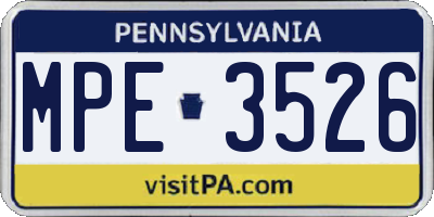 PA license plate MPE3526