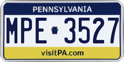 PA license plate MPE3527