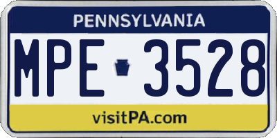 PA license plate MPE3528