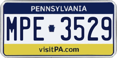 PA license plate MPE3529