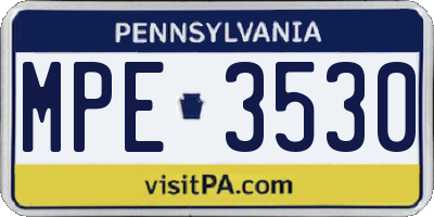 PA license plate MPE3530