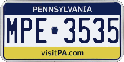 PA license plate MPE3535