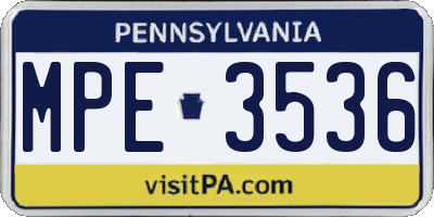 PA license plate MPE3536