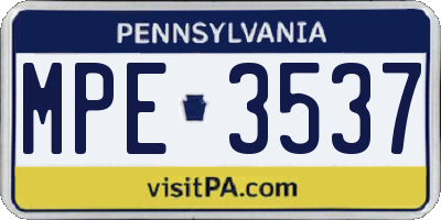 PA license plate MPE3537
