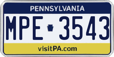 PA license plate MPE3543