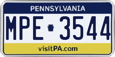 PA license plate MPE3544