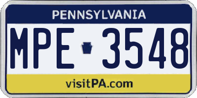 PA license plate MPE3548