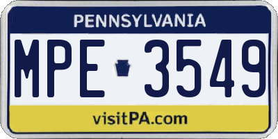 PA license plate MPE3549