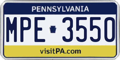 PA license plate MPE3550