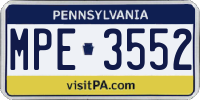 PA license plate MPE3552