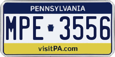 PA license plate MPE3556