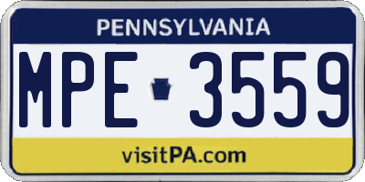PA license plate MPE3559