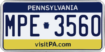 PA license plate MPE3560