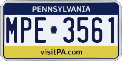 PA license plate MPE3561