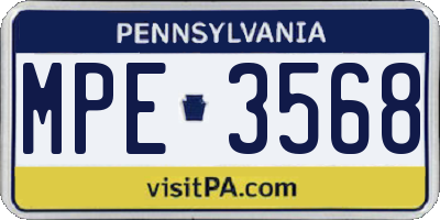 PA license plate MPE3568