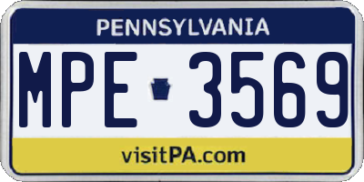 PA license plate MPE3569