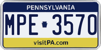 PA license plate MPE3570