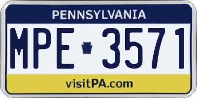 PA license plate MPE3571