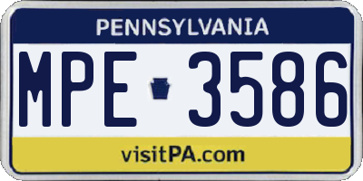 PA license plate MPE3586