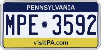 PA license plate MPE3592