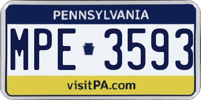 PA license plate MPE3593