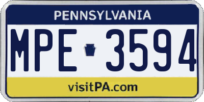 PA license plate MPE3594