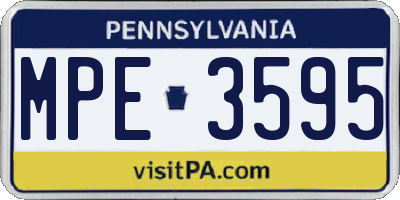 PA license plate MPE3595
