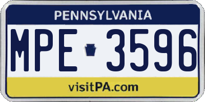 PA license plate MPE3596