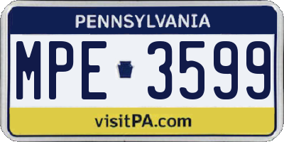PA license plate MPE3599