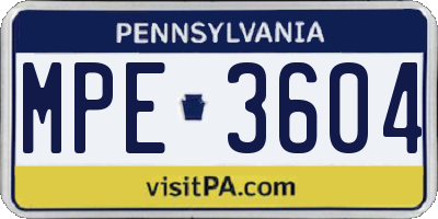 PA license plate MPE3604