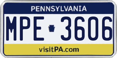 PA license plate MPE3606