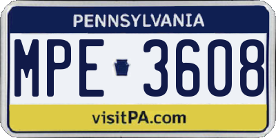 PA license plate MPE3608