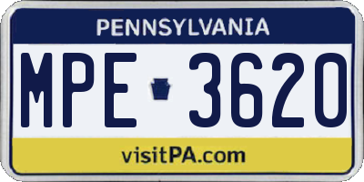 PA license plate MPE3620