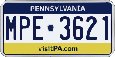 PA license plate MPE3621